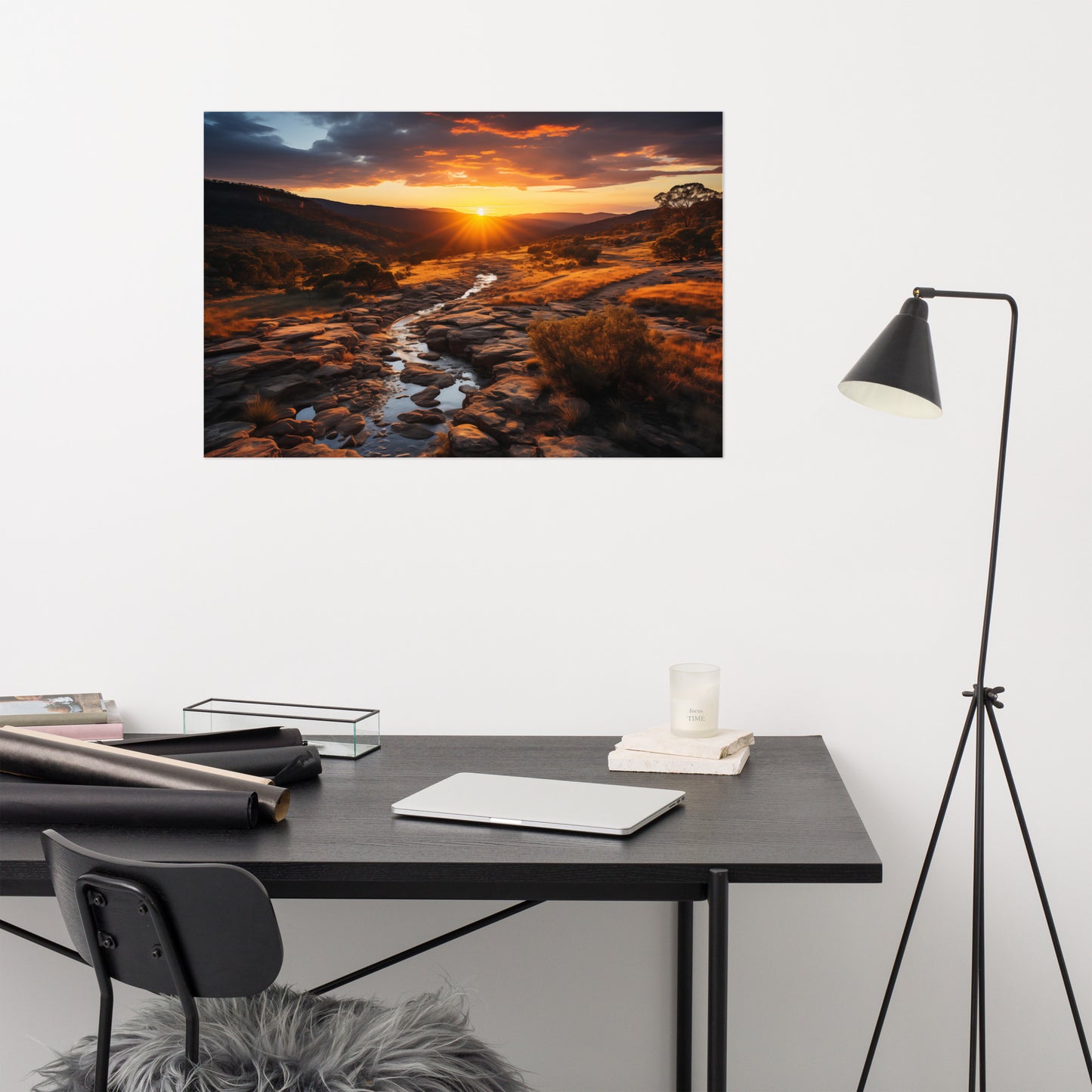 Canyon's Radiance Realism Painting Digital Artwork Loose Art Print