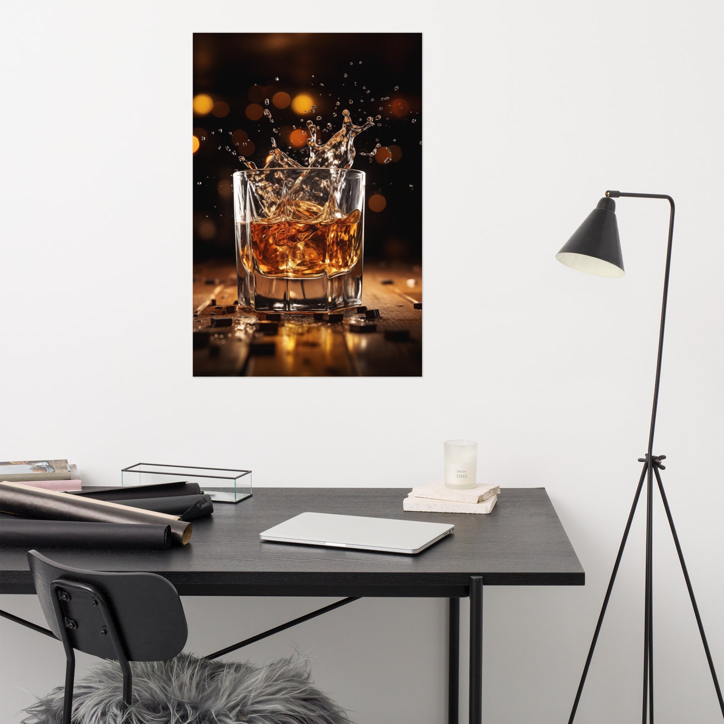Whisky Splash Realism Painting Digital Artwork Loose Art Print