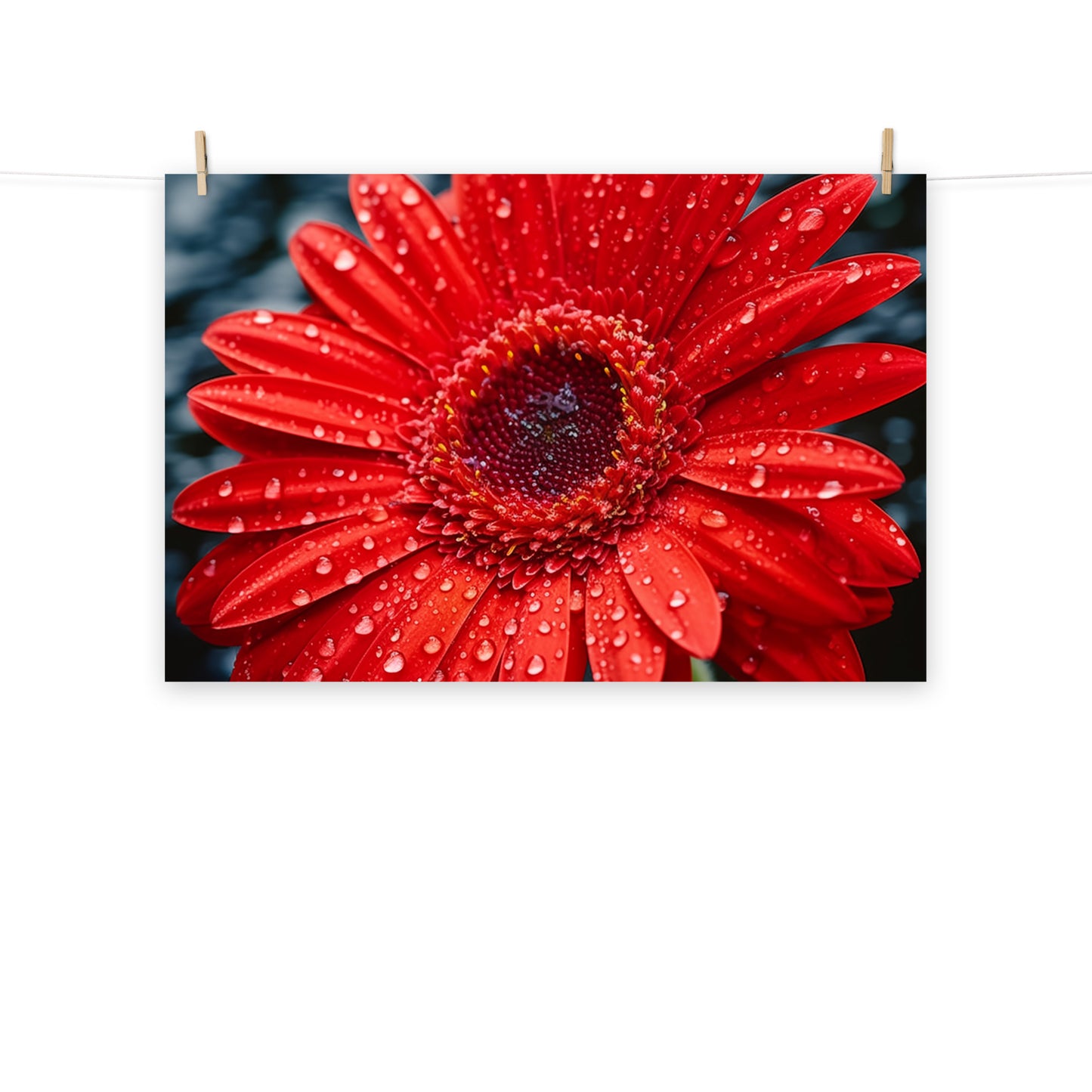 After the Rain Gerbera Daisy Realism Painting Digital Artwork Loose Art Print