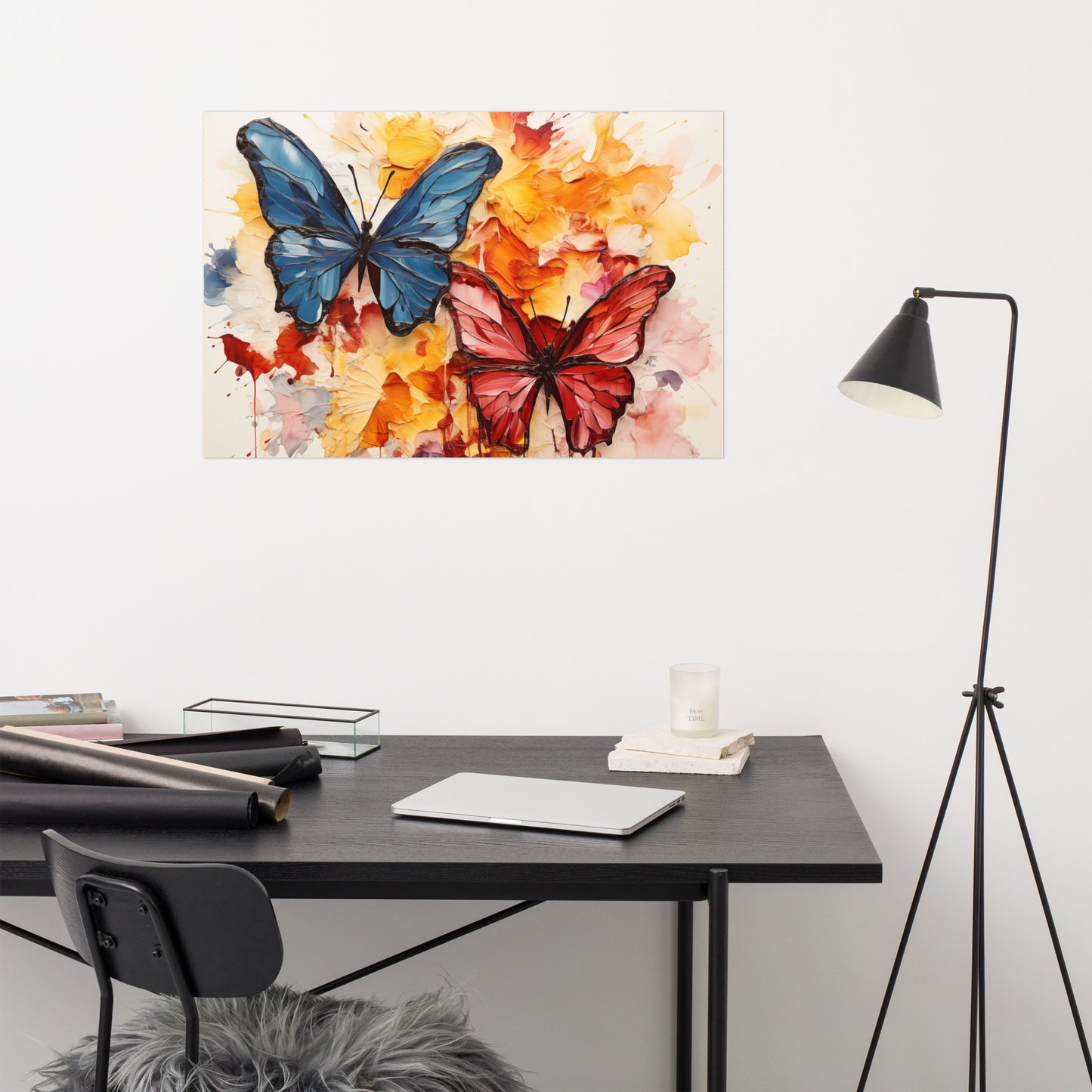 Butterflies in Bloom Painting Digital Artwork Loose Art Print