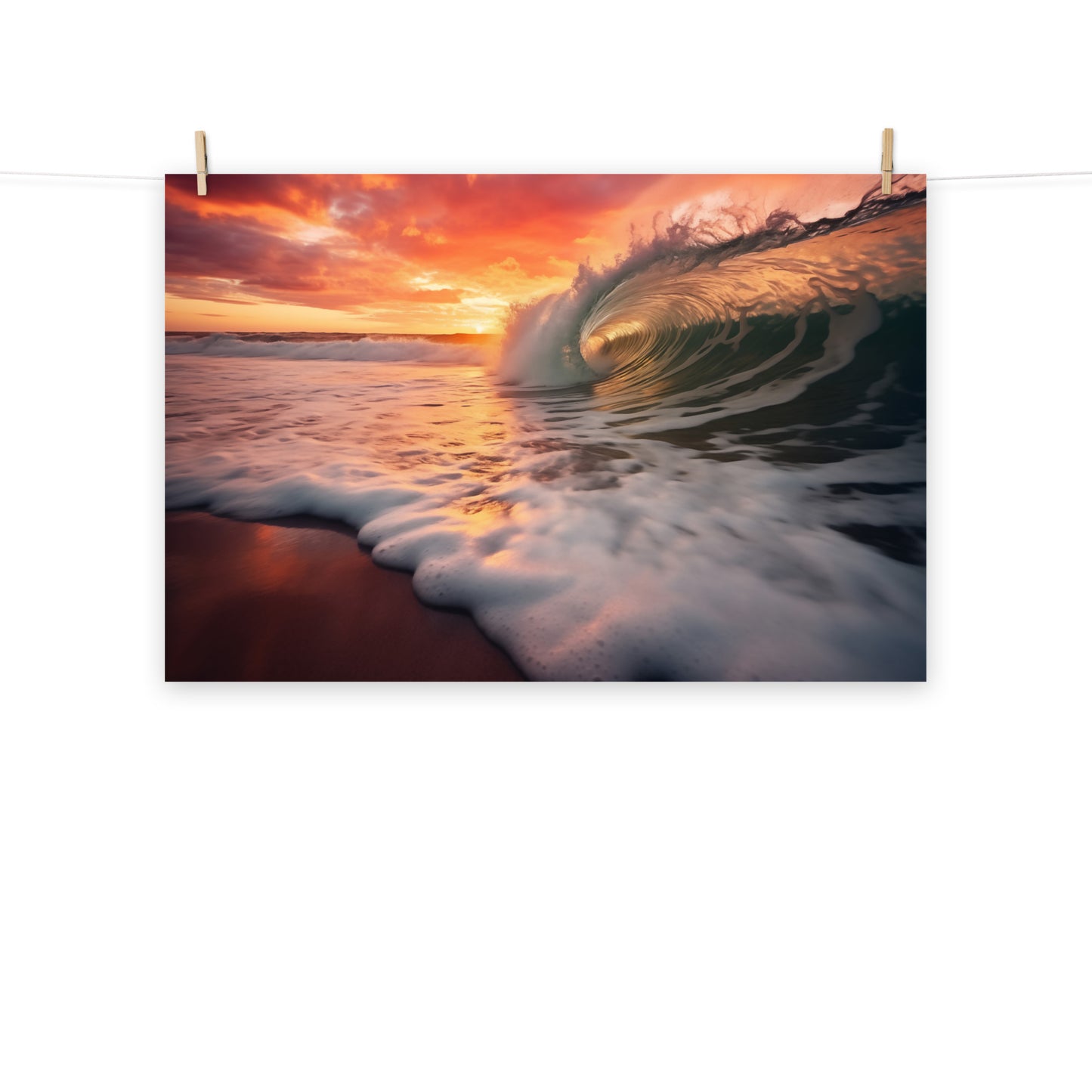 Golden Barrel Coastal Photorealistic Digital Painting Artwork Loose Art Print