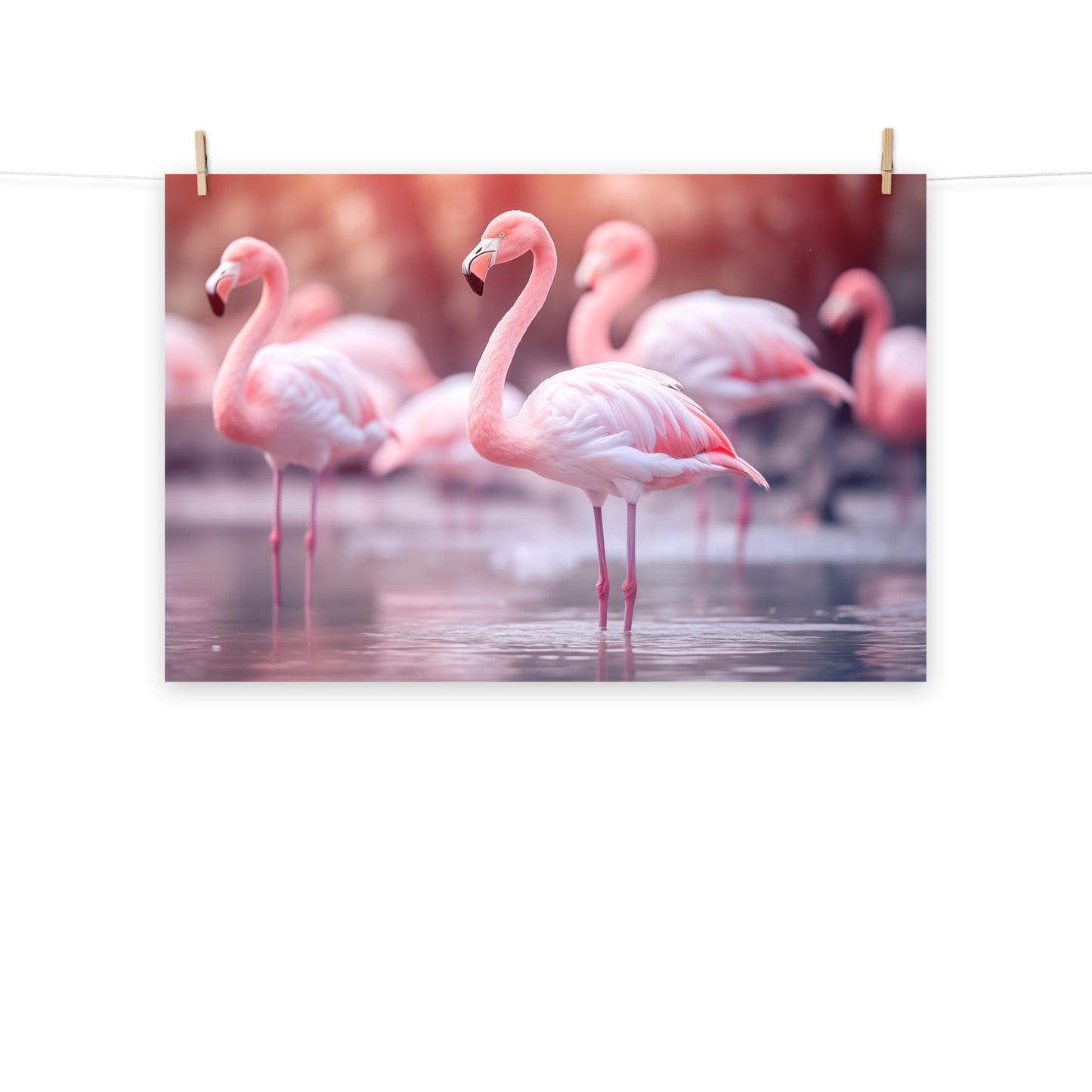 Harmony in Pink Wildlife Photorealistic Coastal Digital Artwork Loose Art Print