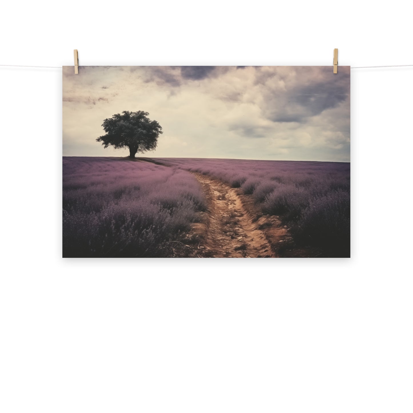 Lavender Dreamscape Minimal Floral Botanical Retro Subdued Photorealism - Digital Artwork Loose Art Print