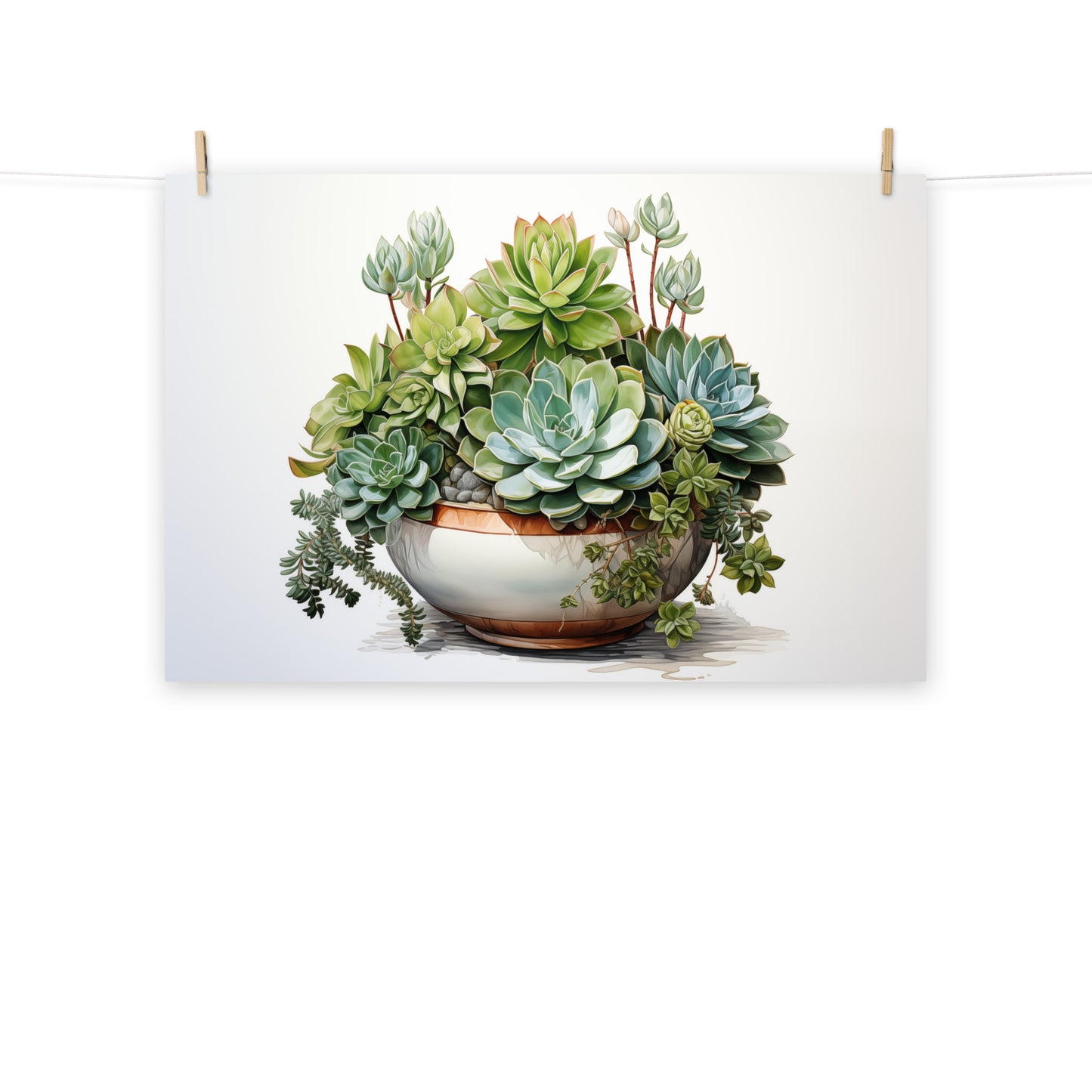 Painted Paradise Succulent Watercolor Painting - Digital Artwork Loose Art Print