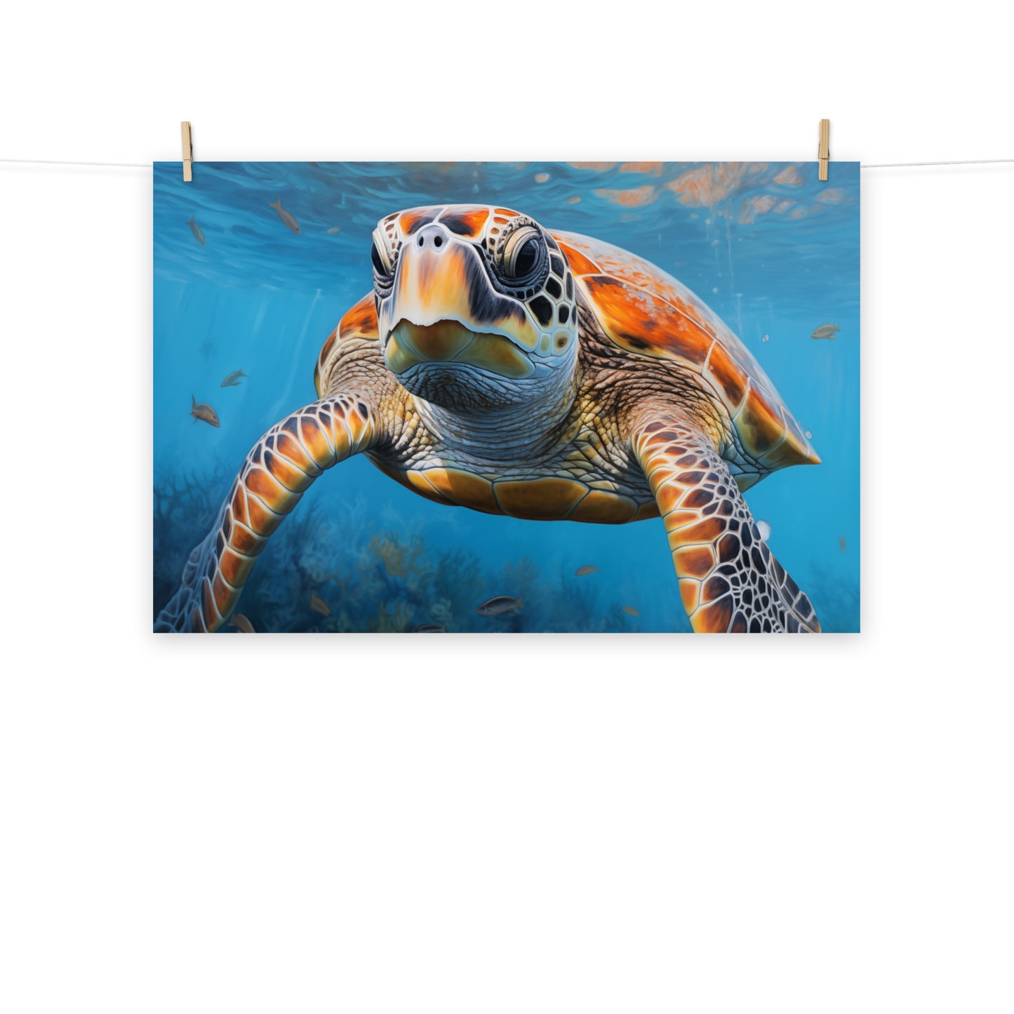 Serene Sentinel Sea Turtle Coastal Photorealism - Digital Artwork Loose Art Print