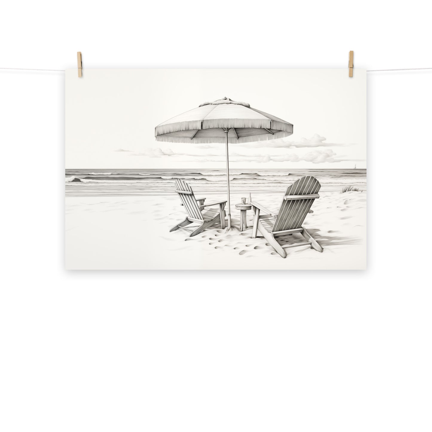 Serenity's Silence Pencil Sketch - Digital Artwork Loose Art Print