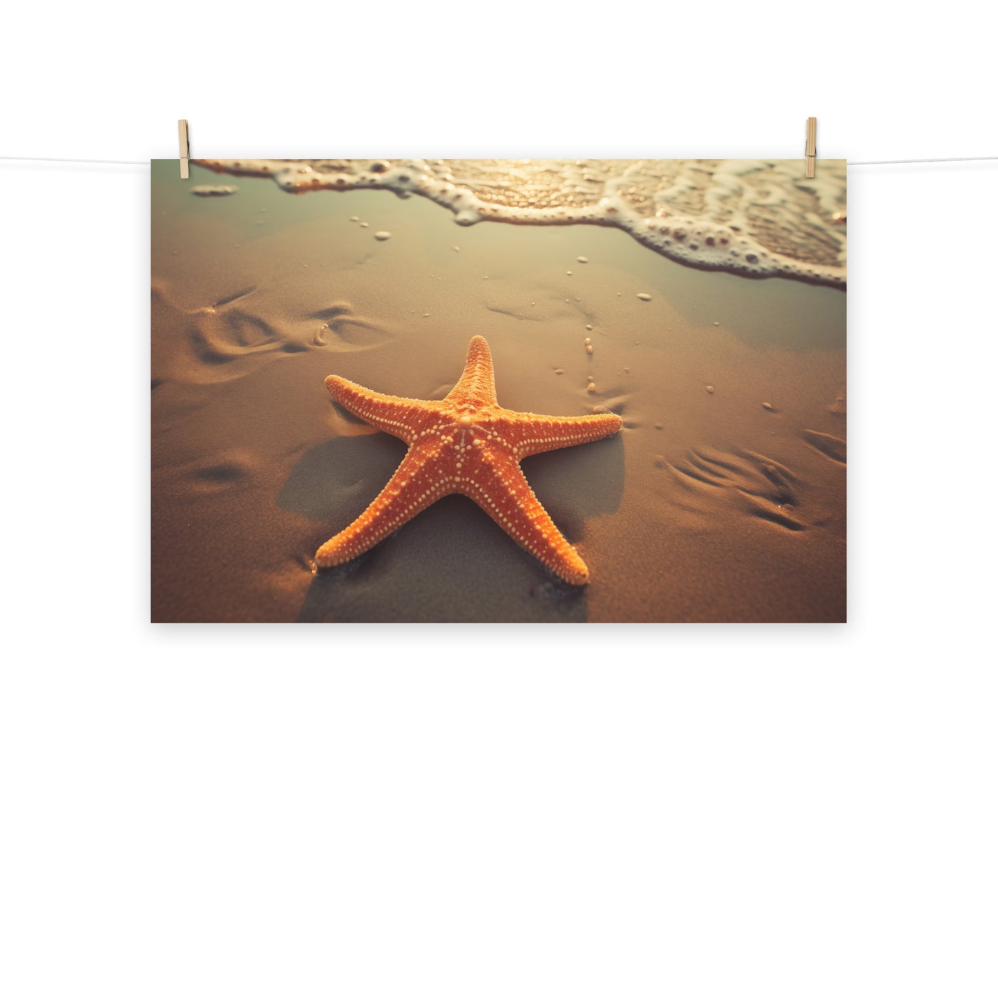 Star of the Shore Starfish on Beach Photorealism - Digital Artwork Loose Art Print