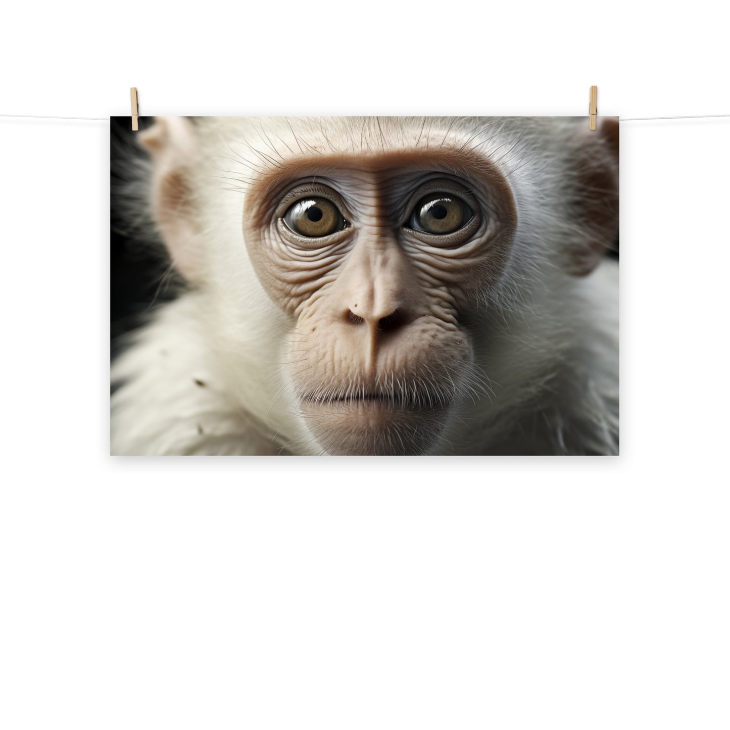 The Curious Gaze of a Monkey - Monkey Close-up Photorealism - Digital Artwork Loose Art Print
