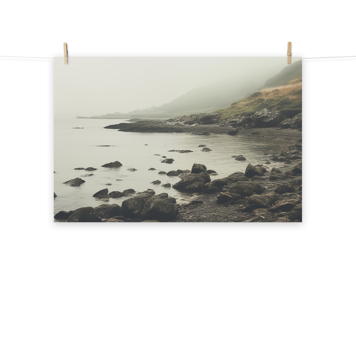 Vintage Coastline Subdued Retro Photorealism - Digital Artwork Loose Art Print