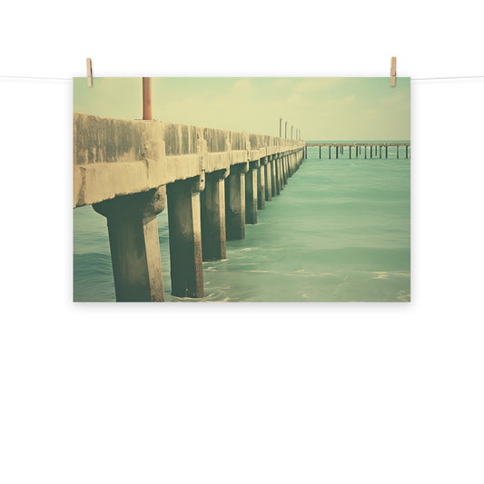 Vintage Paradise Subdued Retro Coastal Photorealistic Digital Artwork Loose Art Print