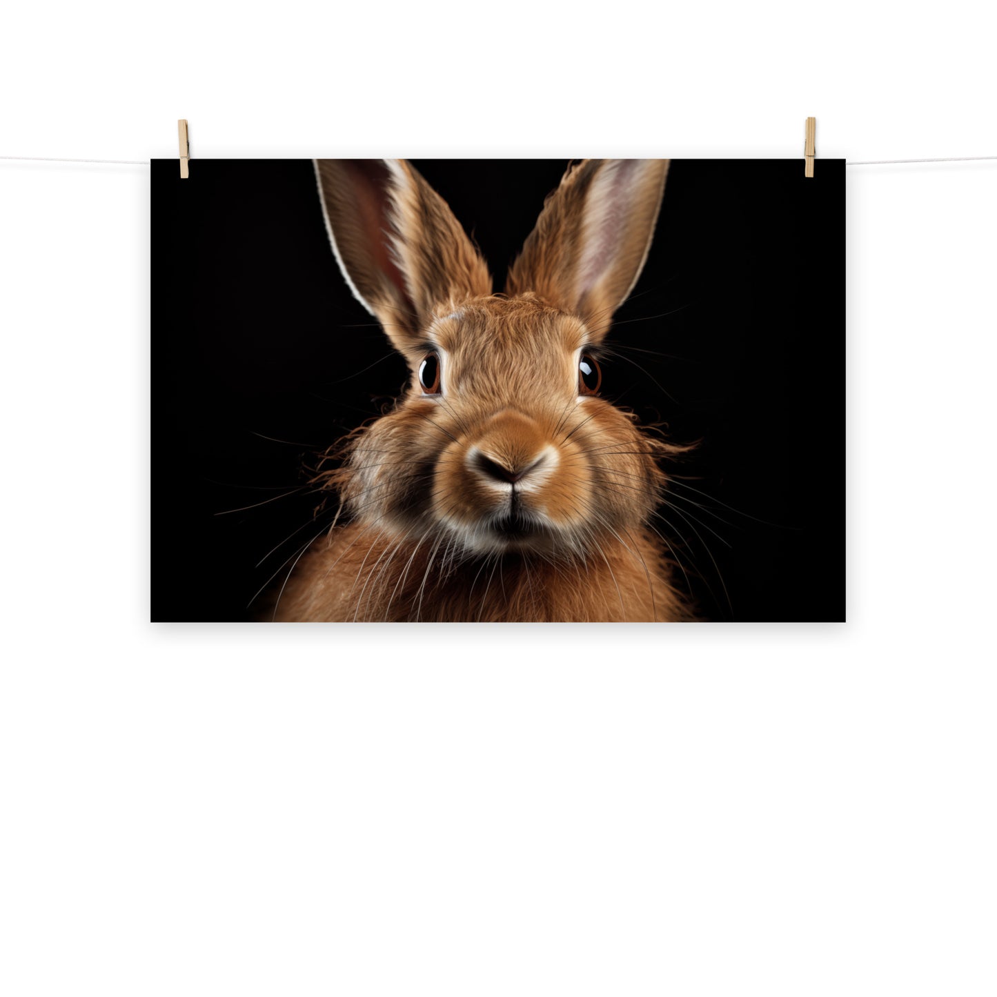 Whiskered Wonder Rabbit Portrait Photorealism - Digital Artwork Loose Art Print