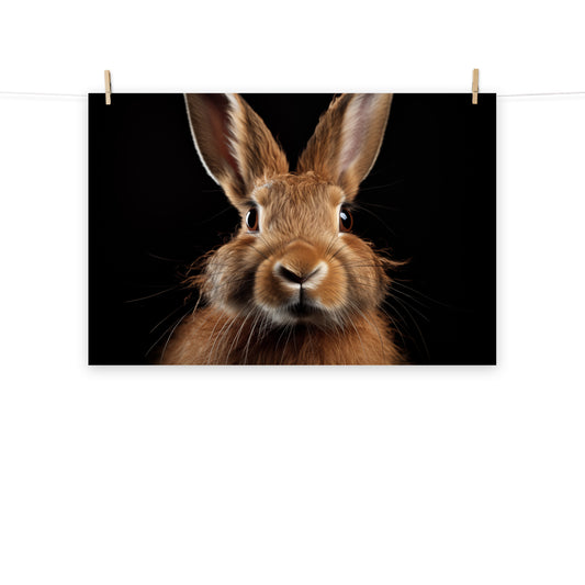 Whiskered Wonder Rabbit Portrait Photorealism - Digital Artwork Loose Art Print