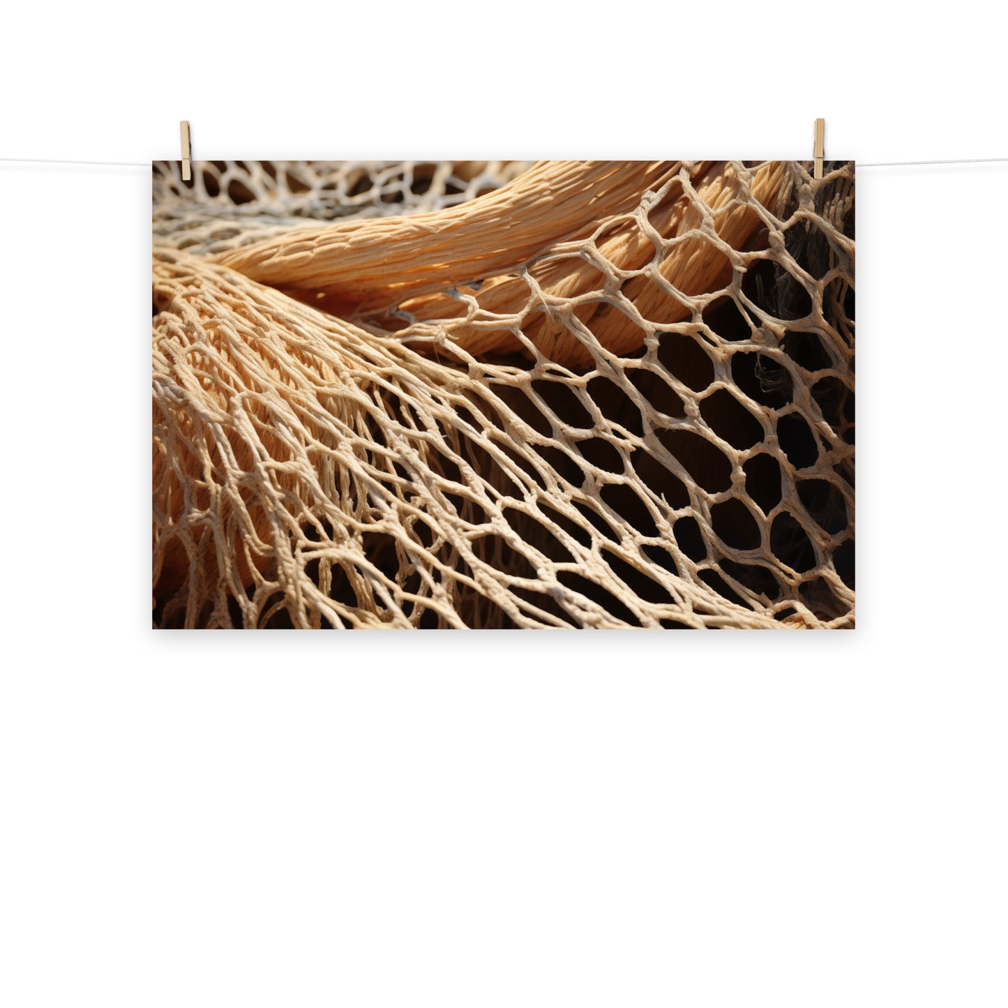 Woven Dreams Fishing Net Abstract Photorealism - Digital Artwork Loose Art Print