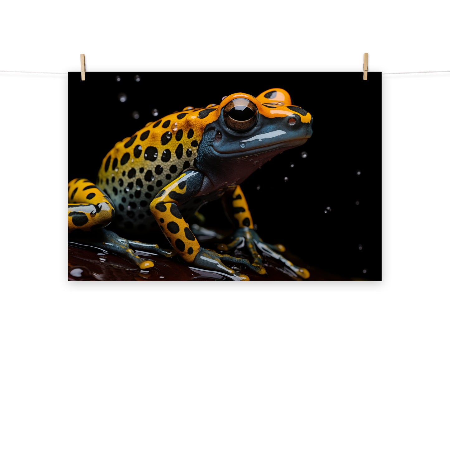 Vibrant Visitor Poison Dart Frog Close-up Photorealism - Digital Artwork Loose Art Print