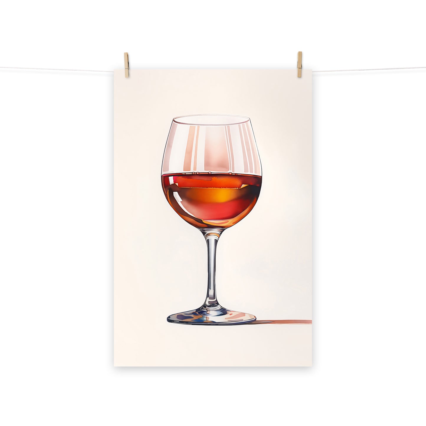 Wine Glass Minimal Watercolor Painting - Digital Artwork - Unframed Print