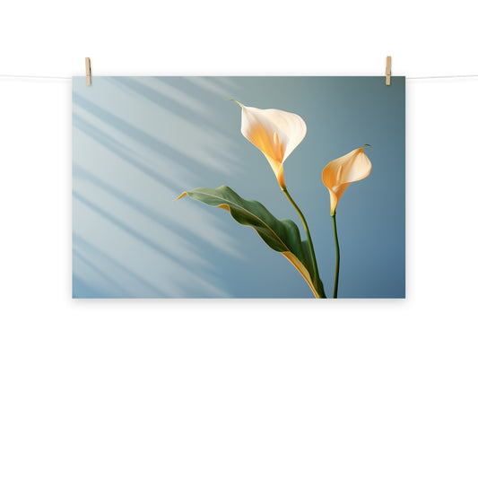 Floral Serenity Calla Lily Minimal Photorealism - Digital Artwork Loose Art Print
