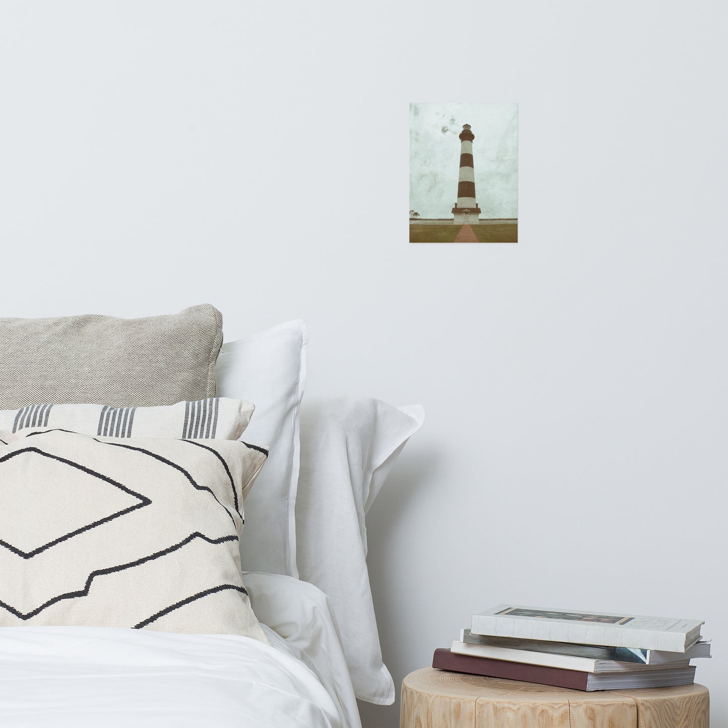 Aged Colorized Bodie Island Lighthouse Landscape Photo Loose Wall Art Print