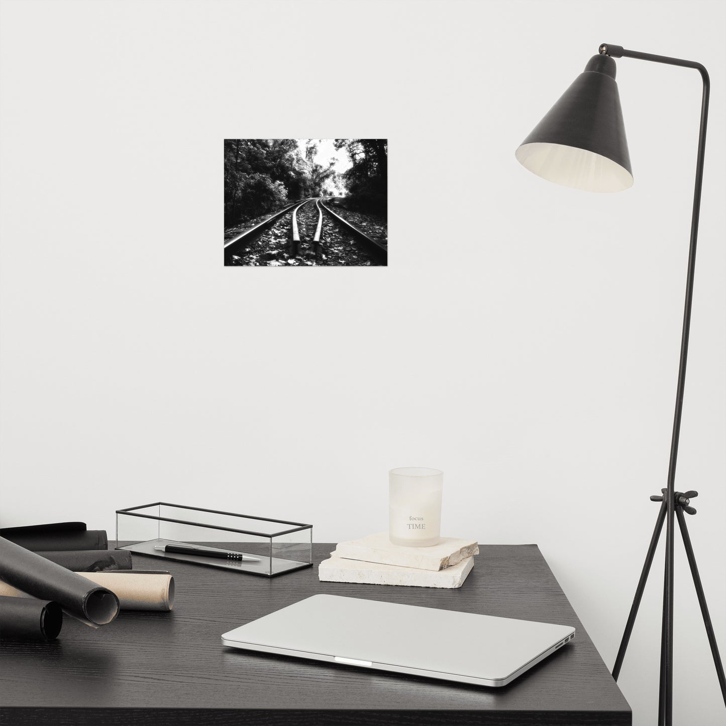 Lead Me Into The Light Black and White Rustic Industrial Farmhouse Style Landscape Photo Loose Wall Art Prints
