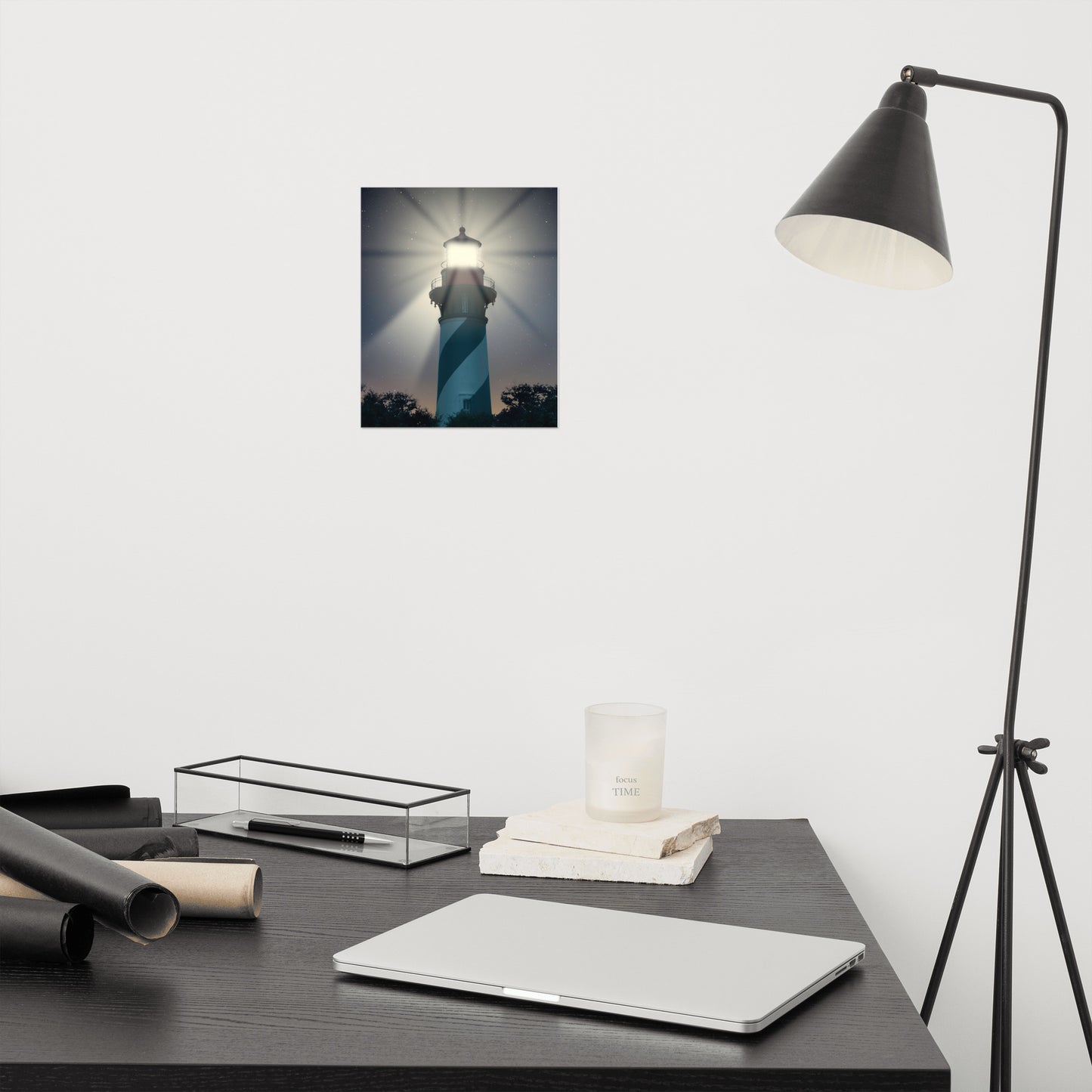 St. Augustine Lighthouse Night Light Architectural Photo Loose Wall Art Print