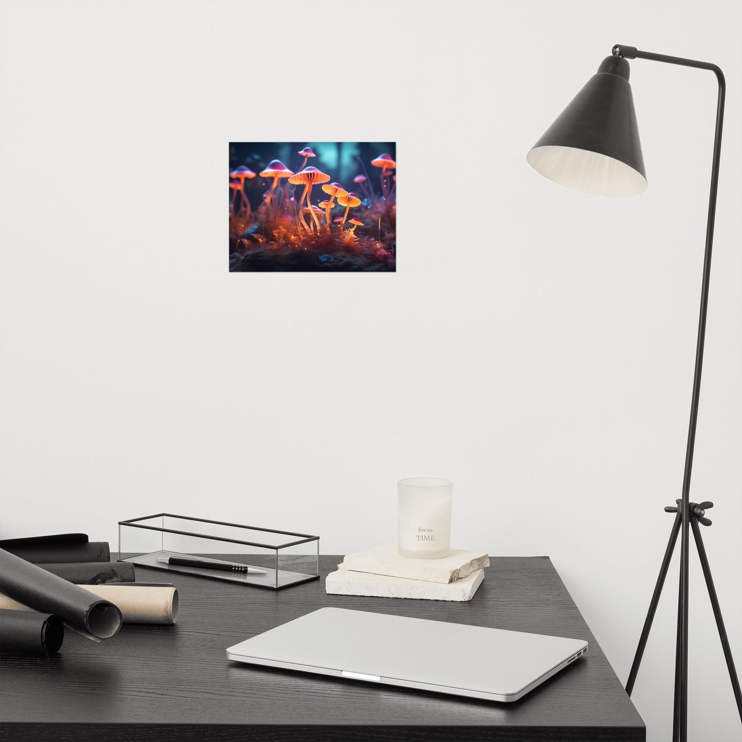 Cool Abstract Art: "Neon Nature Mushrooms" - Minimal / Modern / Botanical Unframed Print