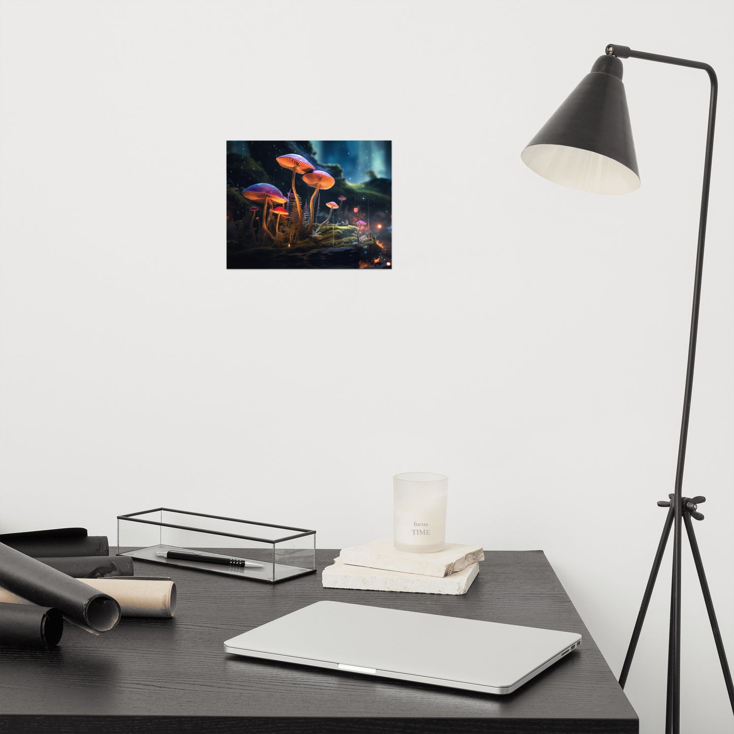 Abstract Decor: "Glowing Guardians" - Mushrooms - Minimal / Modern / Botanical Unframed Art Print