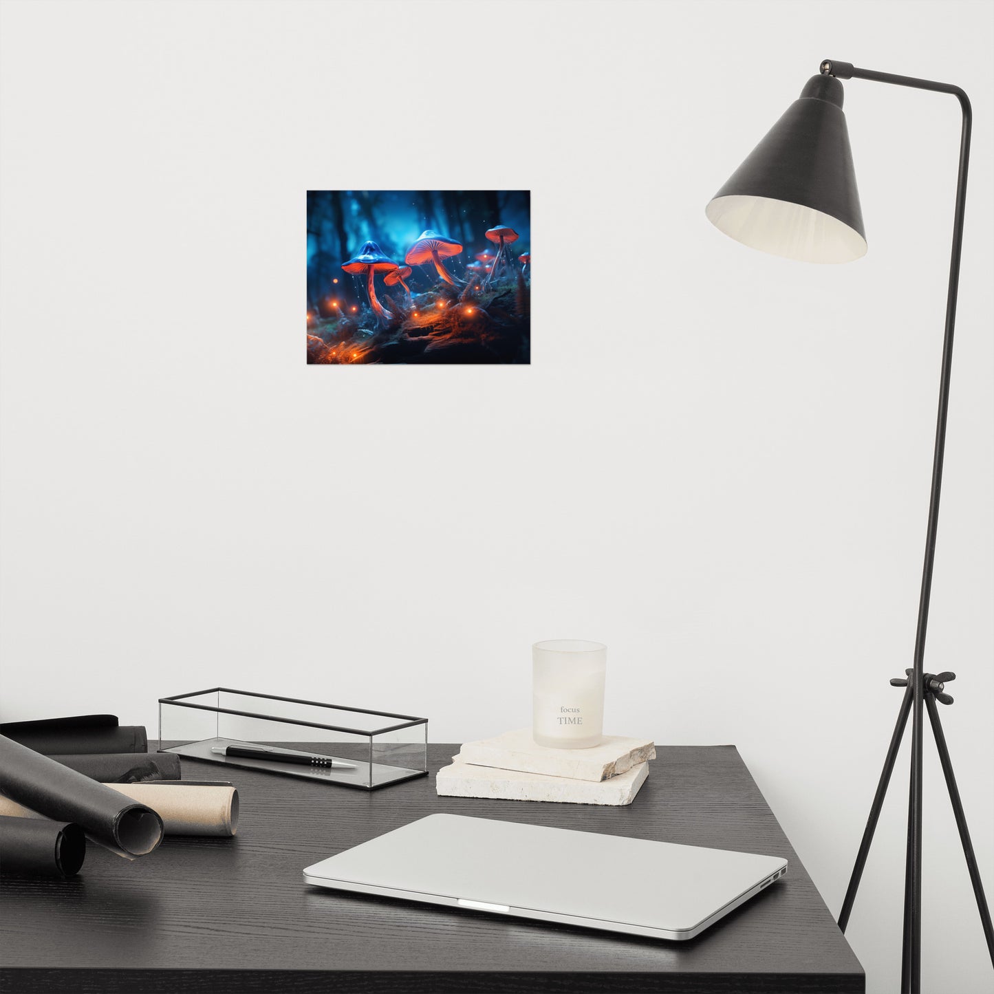 Modern Botanical Wall Art: "Glowshrooms Luminous Life" Mushrooms - Abstract / Minimal Loose Print