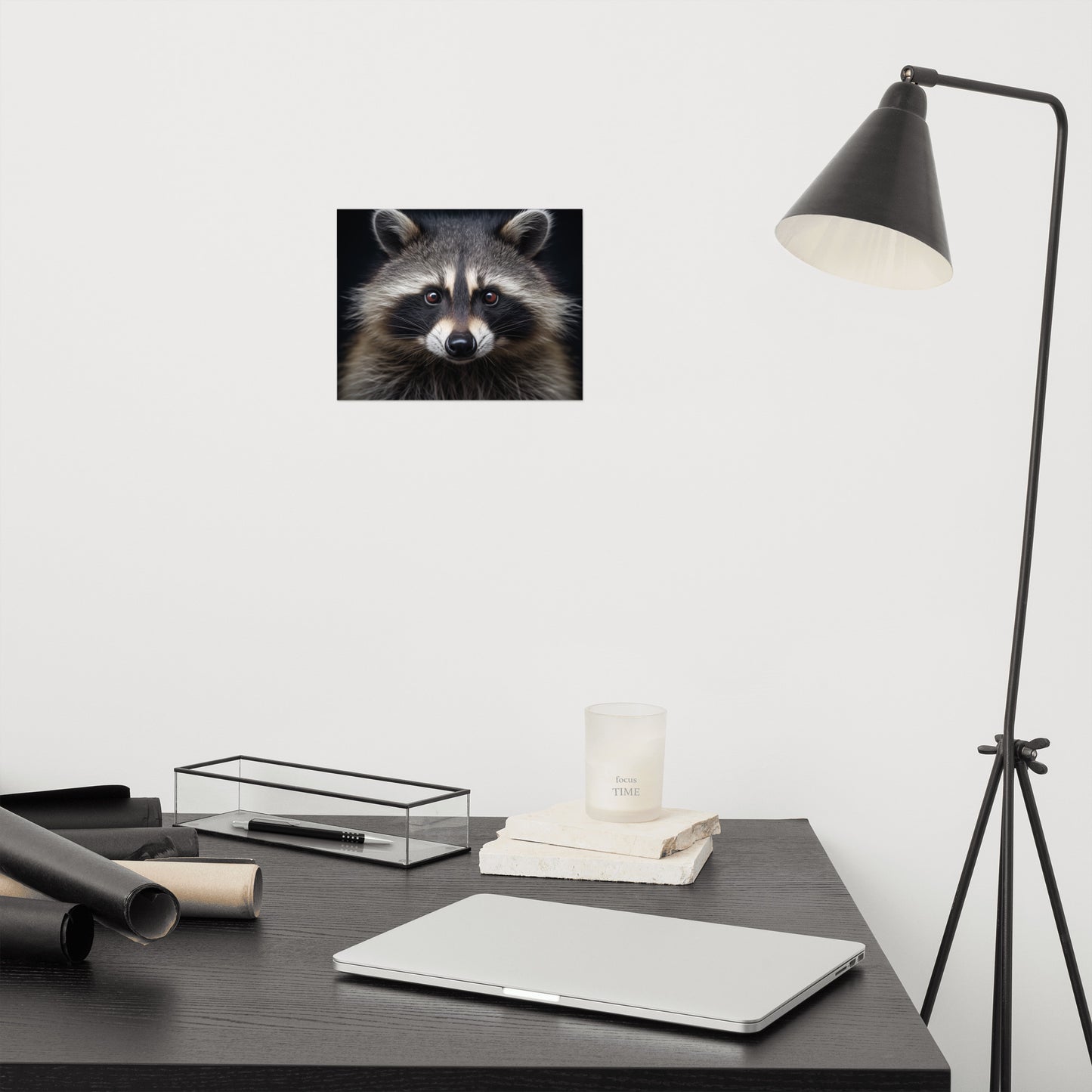 Bandit Eyes Raccoon Portrait Photorealism Painting- Digital Artwork Loose Print
