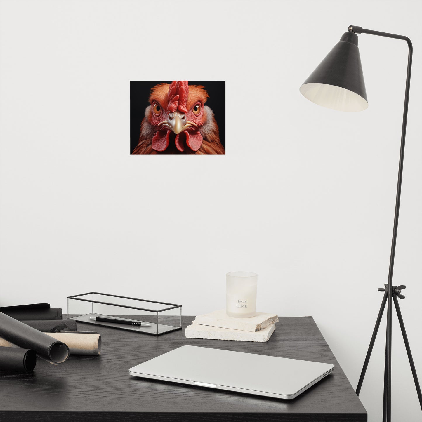 Barnyard Sentinel Rooster Photorealism Painting - Digital Artwork Loose Print