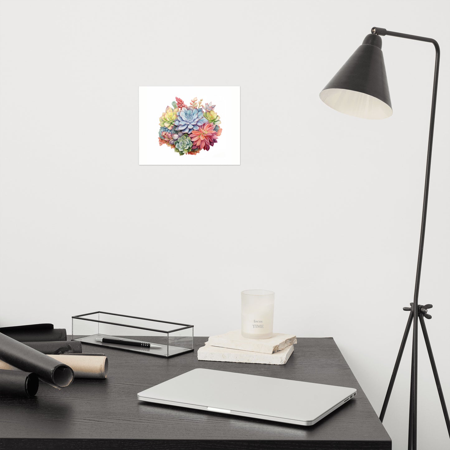 Blooming Succulents Watercolor Painting - Digital Artwork Loose Art Print