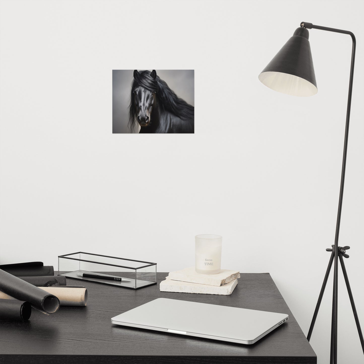 Black Beauty's Gaze Photorealistic Painting - Digital Artwork Loose Art Print