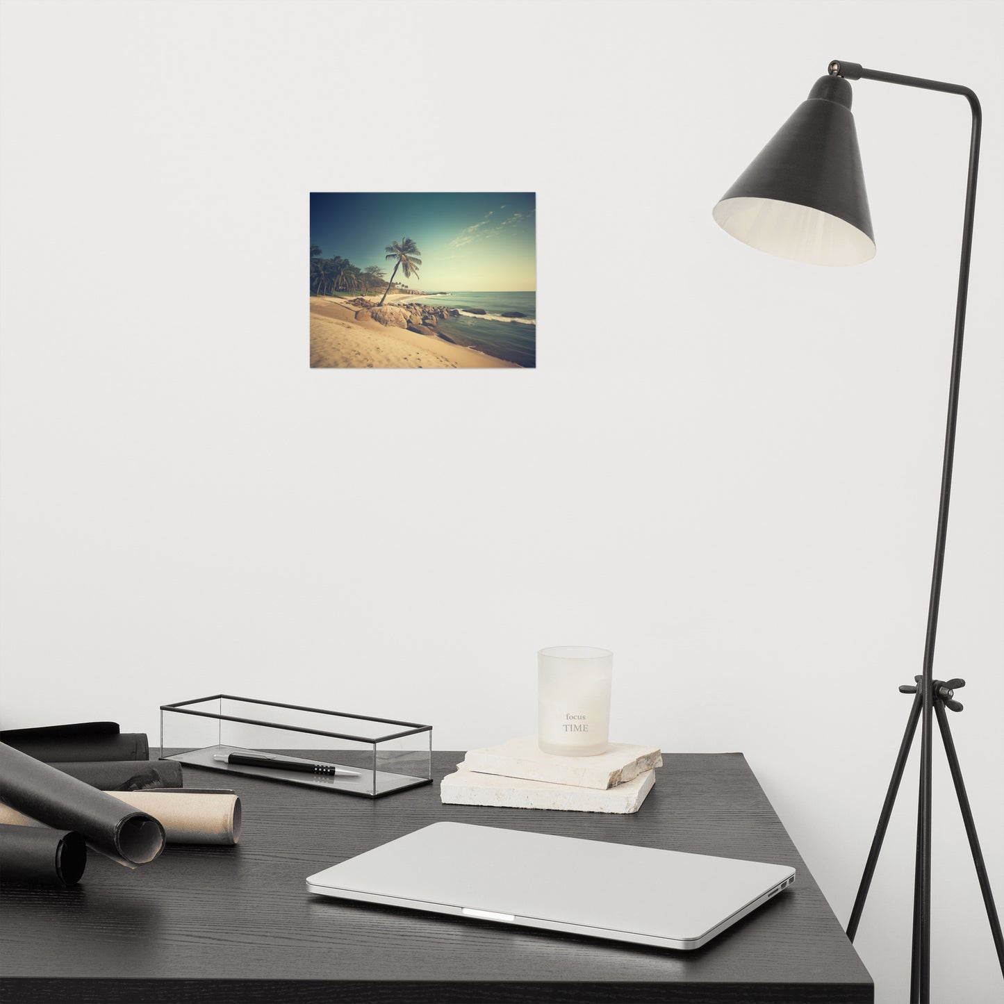 Seaside Serenity Subdued Retro Coastal Photorealism - Digital Artwork Loose Art Print