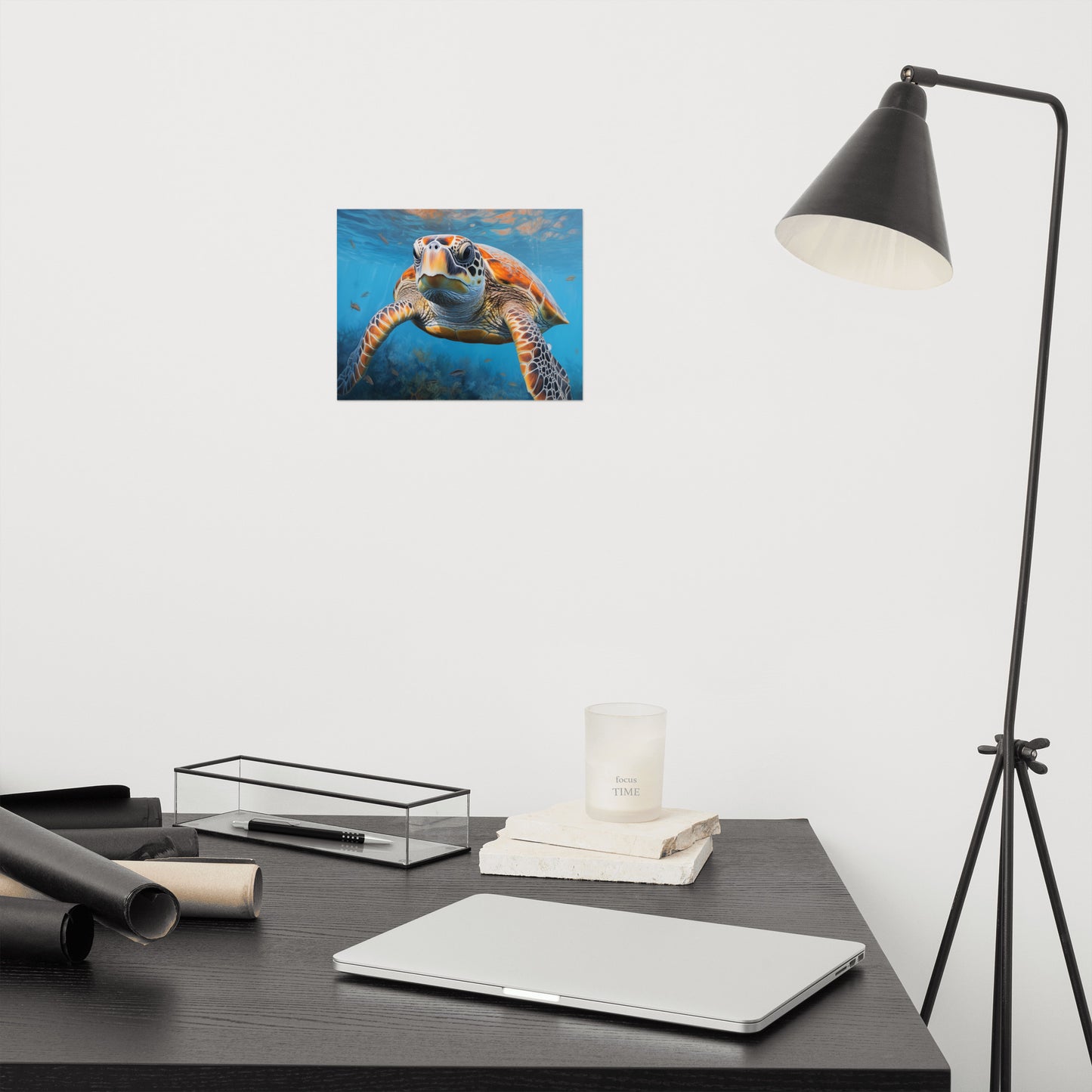 Serene Sentinel Sea Turtle Coastal Photorealism - Digital Artwork Loose Art Print