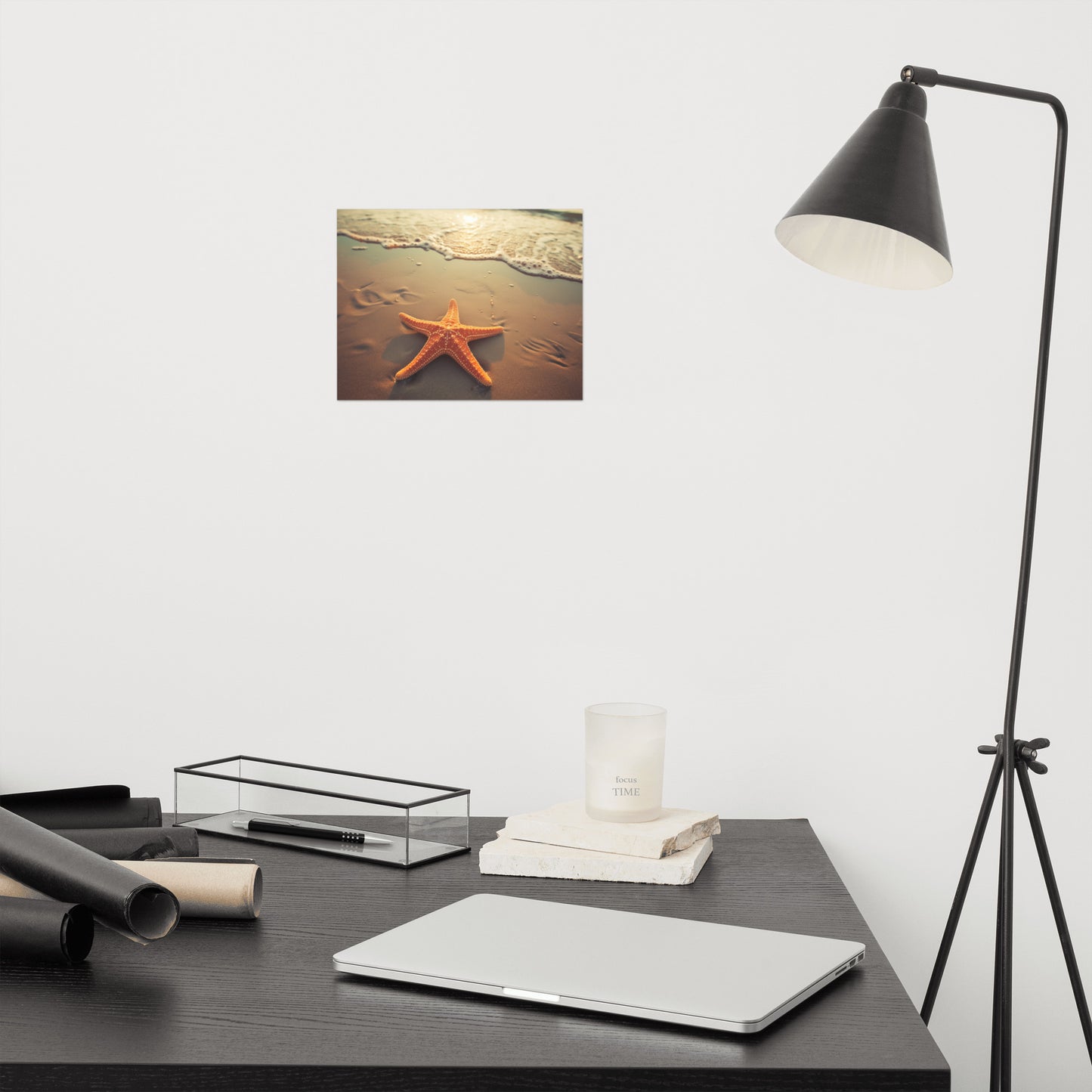 Star of the Shore Starfish on Beach Photorealism - Digital Artwork Loose Art Print