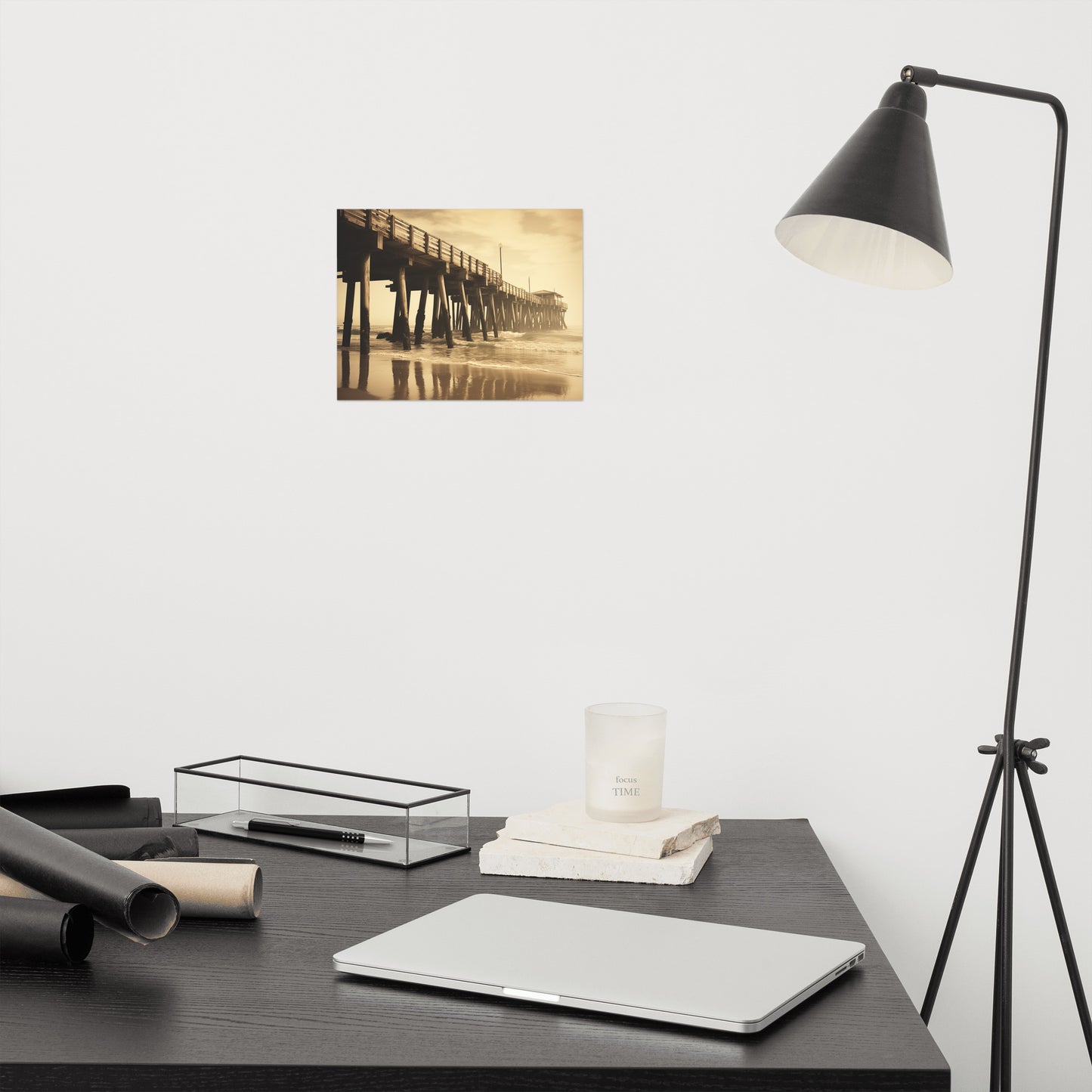 Sun-kissed Shores Subdued Retro Coastal Photorealism - Digital Artwork Loose Art Print