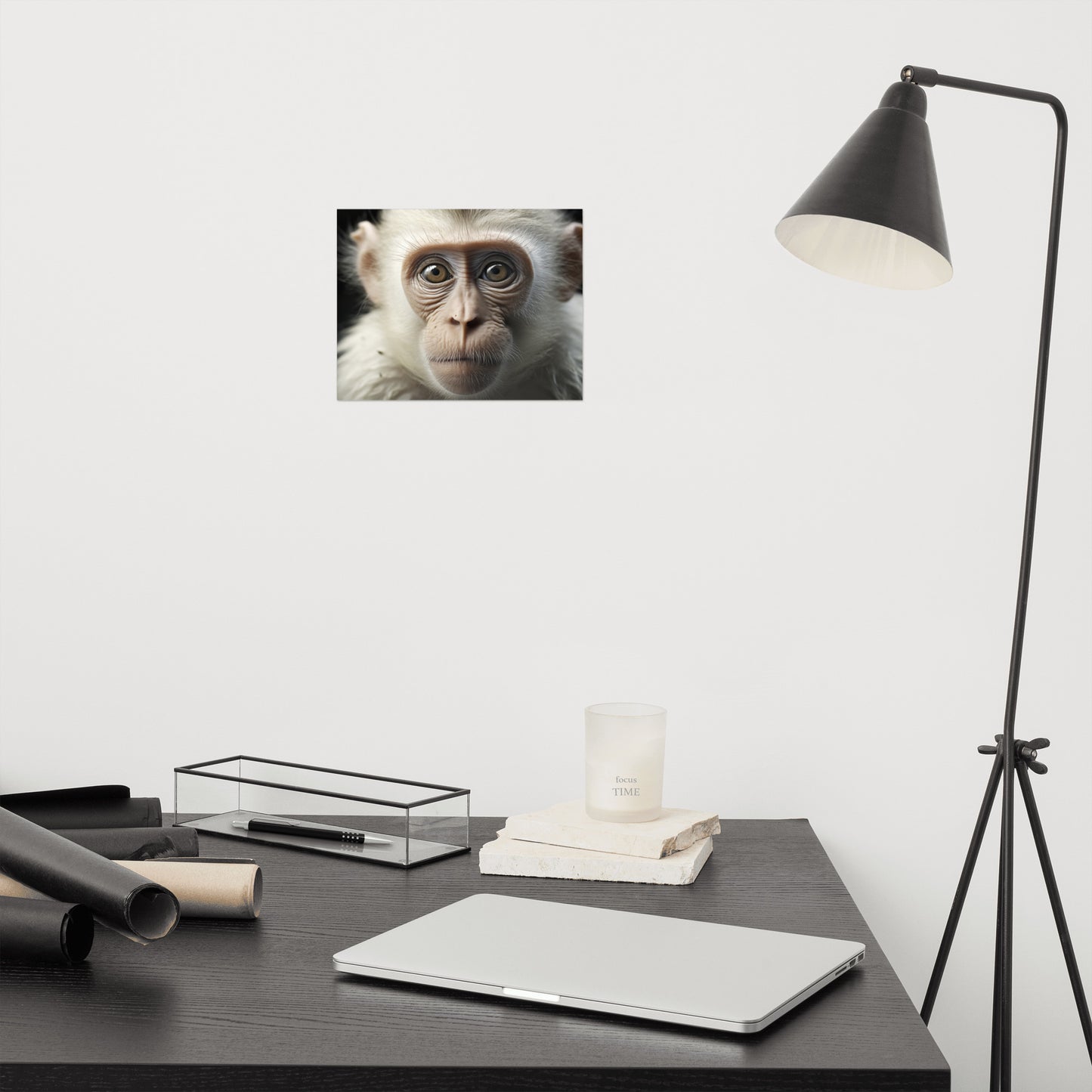 The Curious Gaze of a Monkey - Monkey Close-up Photorealism - Digital Artwork Loose Art Print