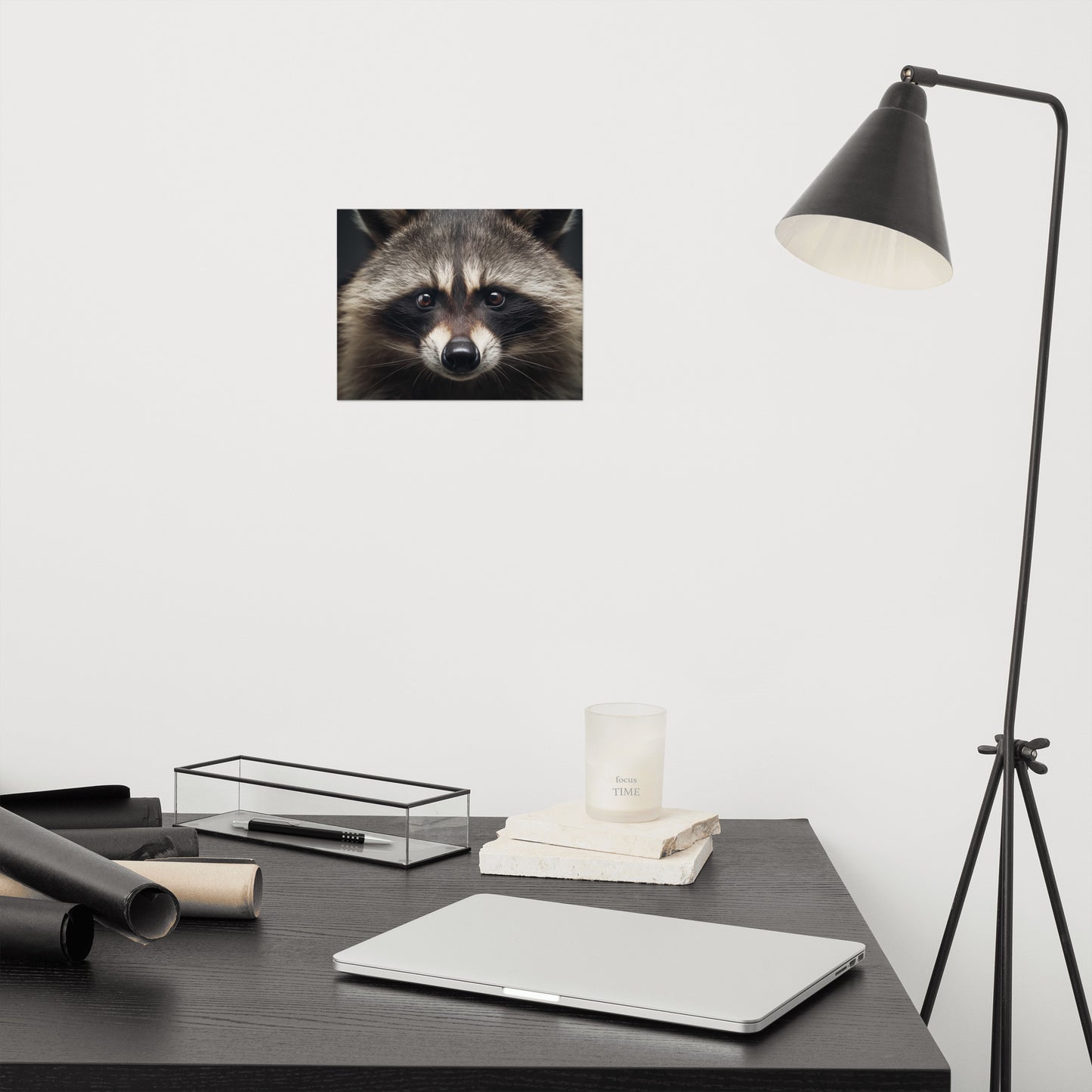 The Curious Raccoon Portrait Photorealism - Digital Artwork Loose Art Print