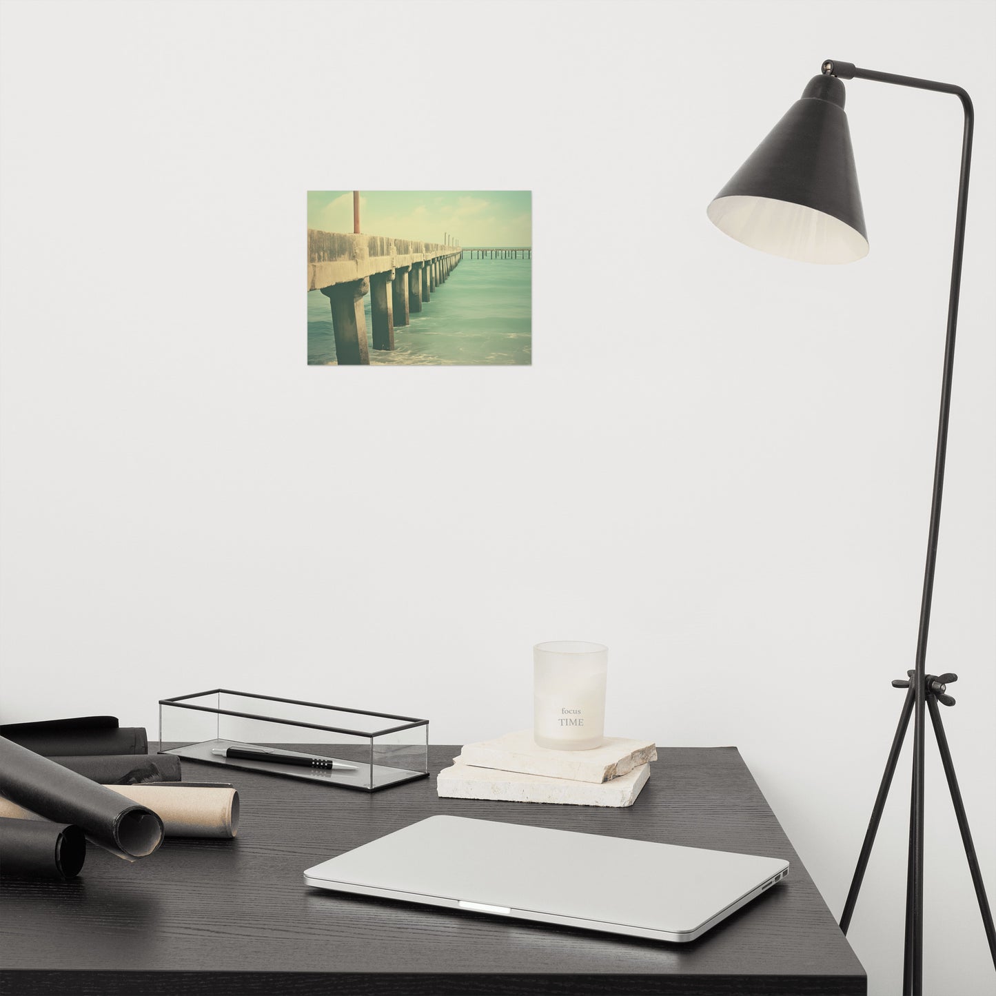 Vintage Paradise Subdued Retro Coastal Photorealistic Digital Artwork Loose Art Print