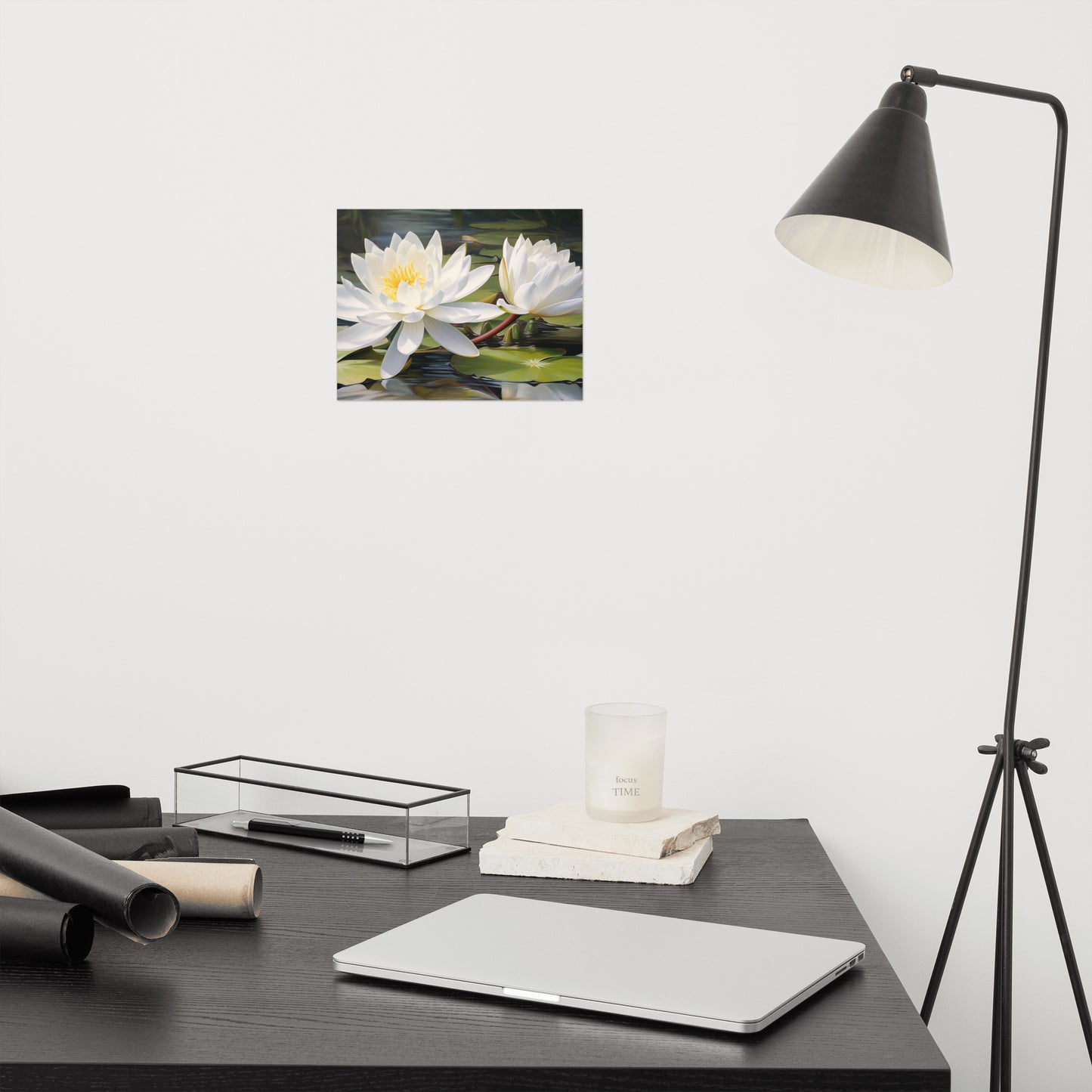 Water Lily Duet Oil Painting - Digital Artwork Loose Art Print