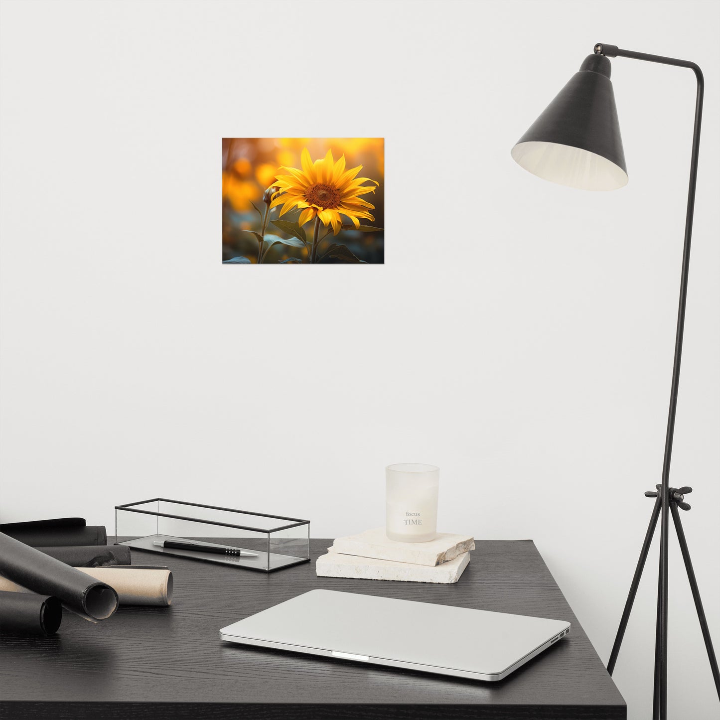 Where the Sunflowers Meet the Sun Photorealism - Digital Artwork Loose Art Print