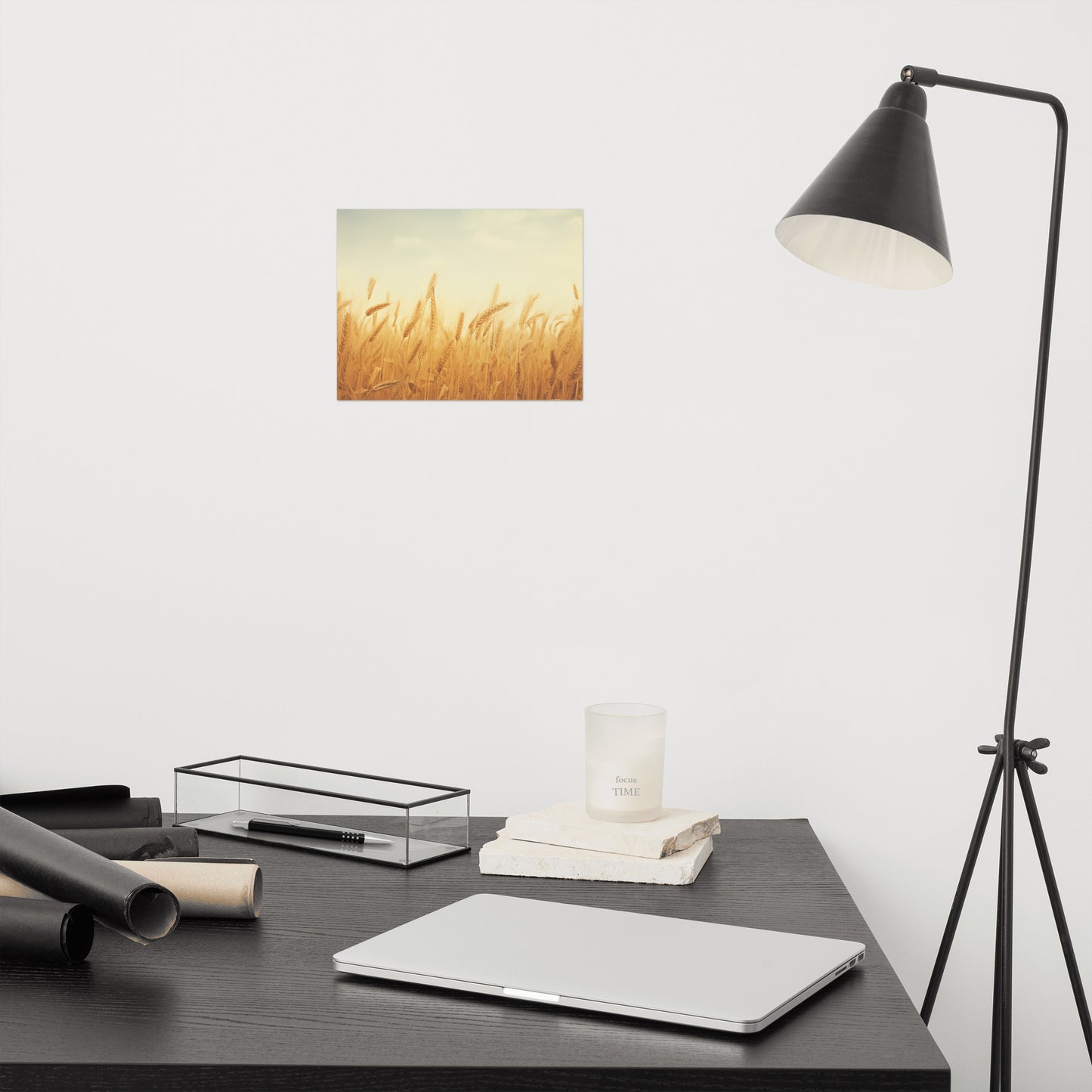 Whispering Wheat Minimal Botanical Rustic Subdued Wheat Crops Photorealism - Digital Artwork Loose Art Print