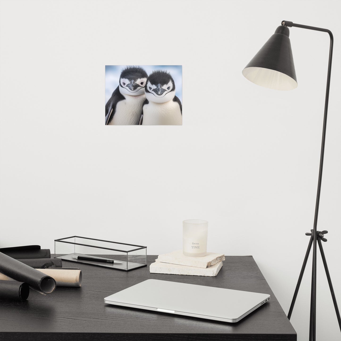 Young Penguin with Inquisitive Eyes Photorealism - Digital Artwork Loose Art Print