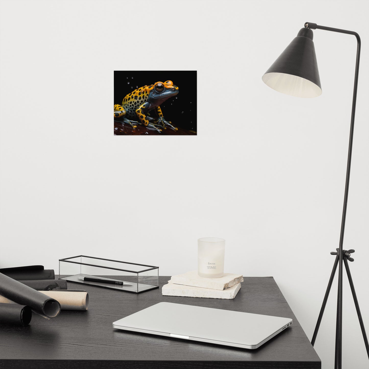 Vibrant Visitor Poison Dart Frog Close-up Photorealism - Digital Artwork Loose Art Print