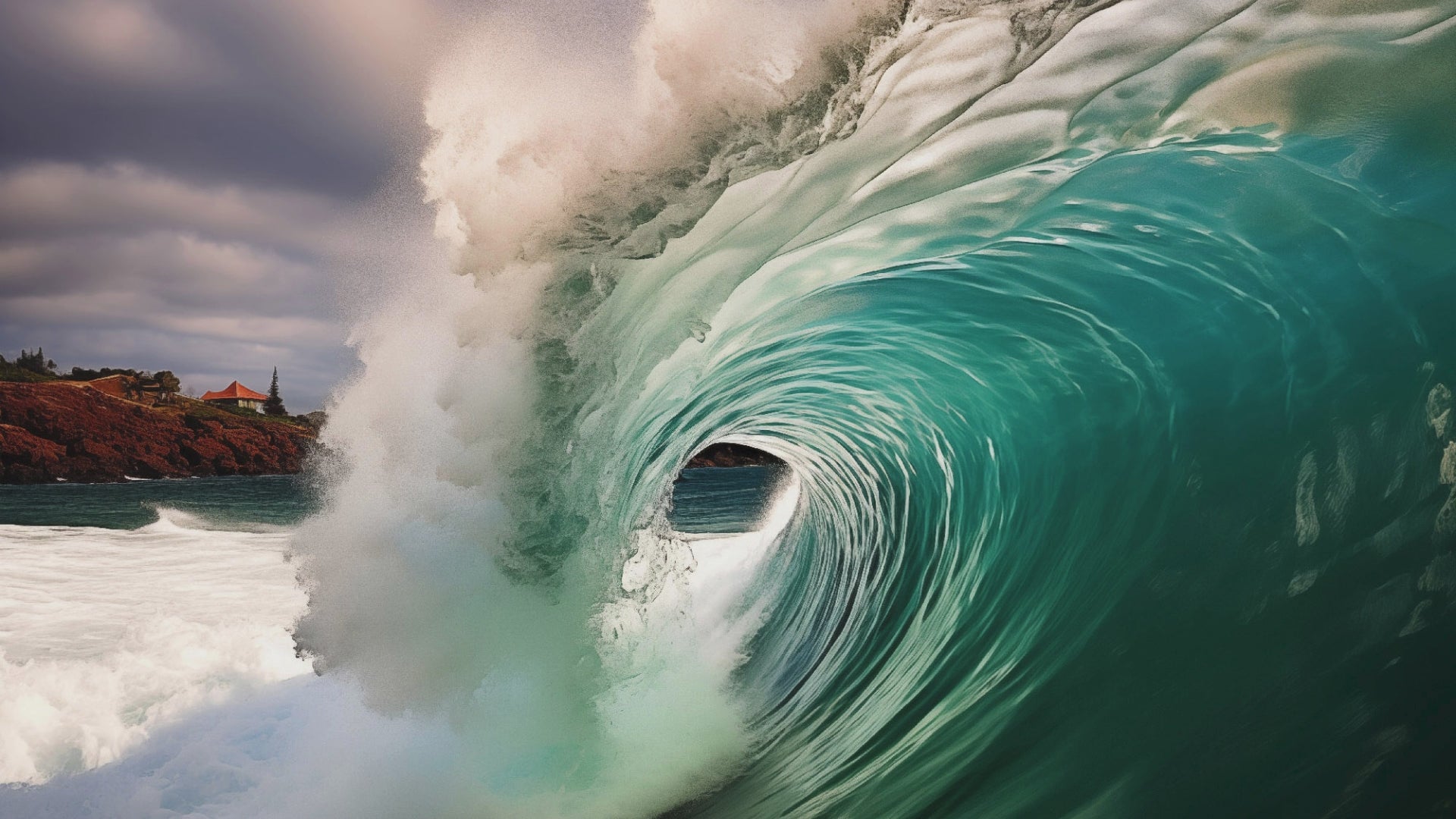 Aqua Embrace Photorealistic Digital Coastal Artwork Framed Wall Art Prints