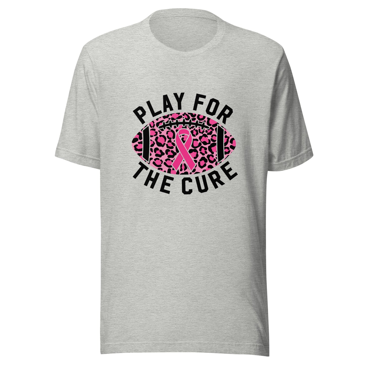 Play For A Cure Football Breast Cancer Awareness Support Leopard Print Sport Unisex T-shirt