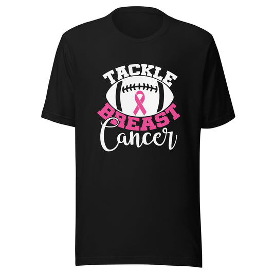 Tackle Breast Cancer Football Sport Awareness Support Pink Ribbon Unisex T-shirt