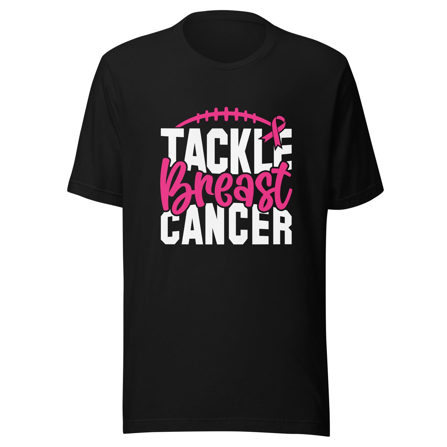 Tackle Breast Cancer Football Sport Awareness Support Pink Ribbon Unisex T-shirt