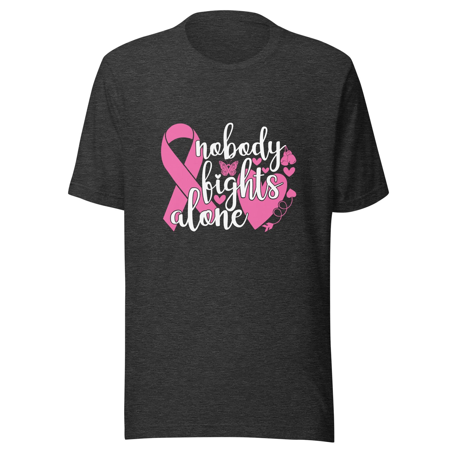 Nobody Fights Alone - Breast Cancer Awareness Pink Cancer Ribbon Support Unisex T-shirt