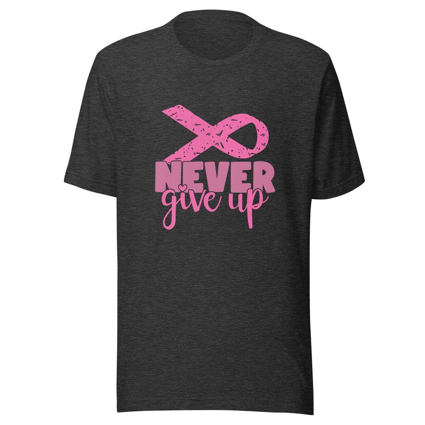 Never Give Up - Breast Cancer Fighter Survivor Warrior Pink Cancer Ribbon Unisex T-shirt