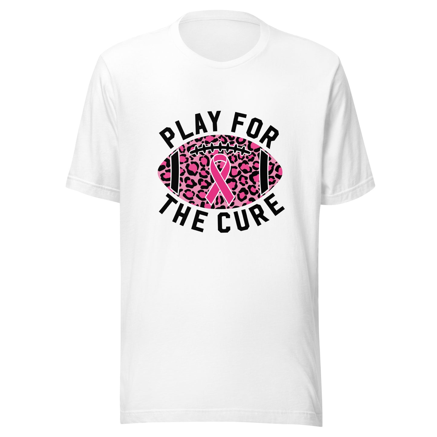 Play For A Cure Football Breast Cancer Awareness Support Leopard Print Sport Unisex T-shirt