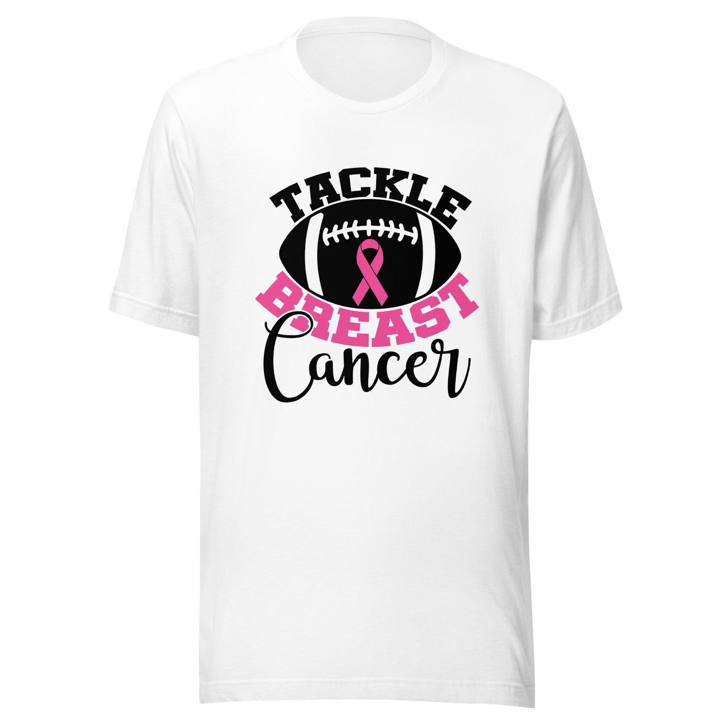 Tackle Breast Cancer Football Sport Awareness Support Pink Ribbon Unisex T-shirt